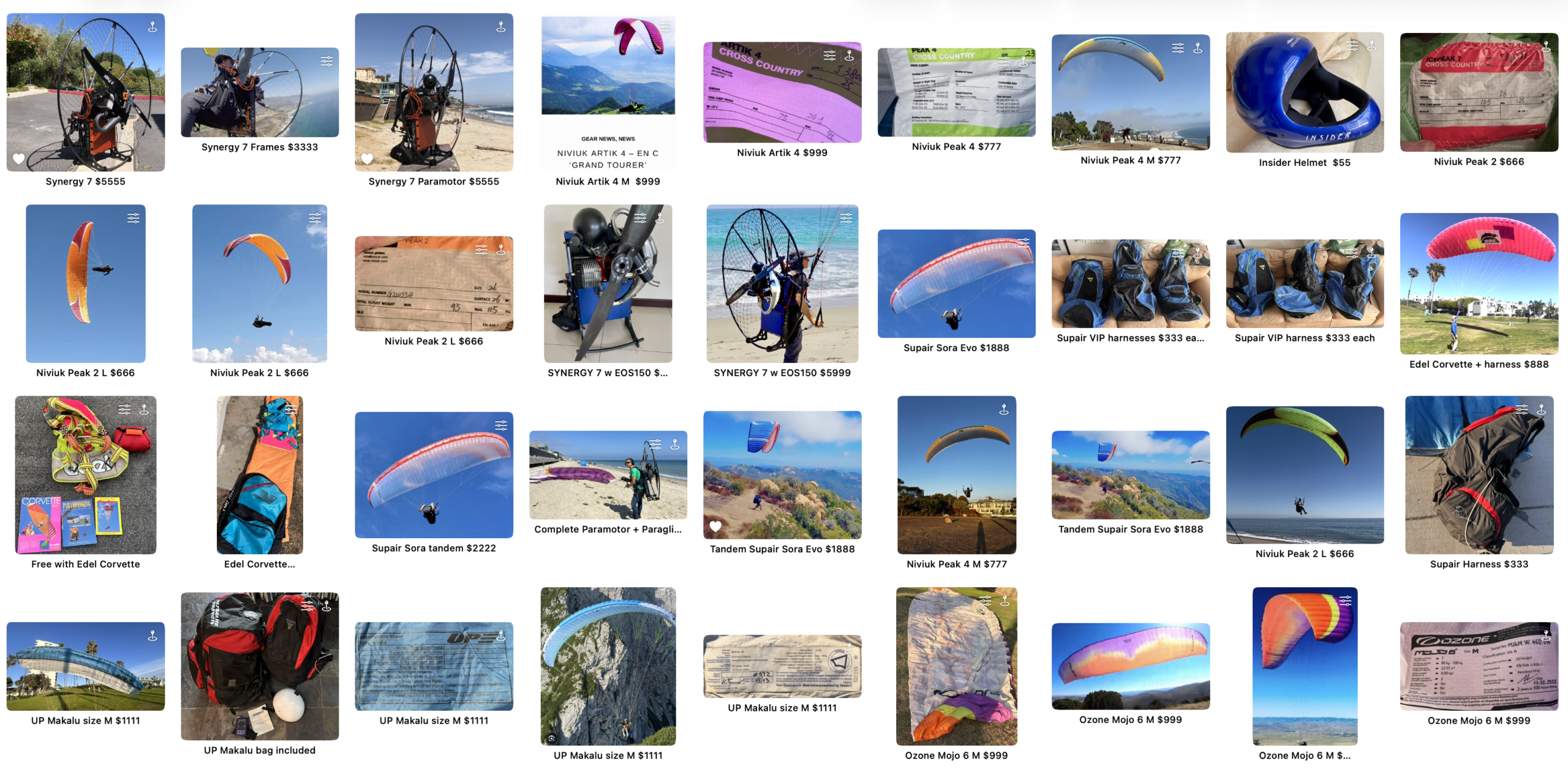 New and used Paragliding gear deals